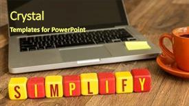  Presentation with cube - Beautiful presentation design featuring streamline - simplify written on a wooden backdrop and a tawny brown colored foreground