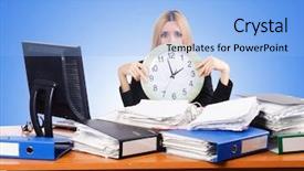  Presentation with work - Amazing presentation theme having stree from too much work backdrop and a light blue colored foreground