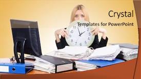  Presentation with work - Audience pleasing presentation theme consisting of stree from too much work backdrop and a blonde colored foreground