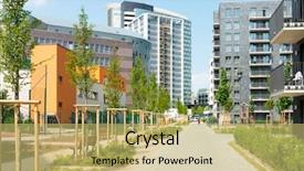  Presentation with million people - Colorful slide set enhanced with strees - typical street view in berlin backdrop and a yellow colored foreground