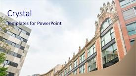  Presentation with million people - PPT theme featuring strees - typical street view in berlin background and a sky blue colored foreground