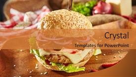  Presentation with restaurant menu - Slide set enhanced with sesame street - burger grill restaurant menu background and a gold colored foreground