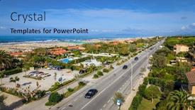  Presentation with mediterranean - Amazing theme having street-along-the-mediterranean-coast backdrop and a light blue colored foreground