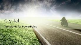  Presentation with man riding big bike motor - PPT layouts featuring big street and a motor background and a  colored foreground