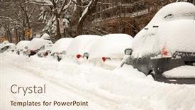  Presentation with snow day - Slide set with street-and-cars-are-full background and a cream colored foreground