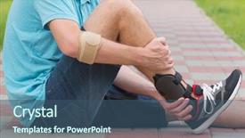  Presentation with sneakers - Slide deck featuring street and checking his ankle background and a ocean colored foreground