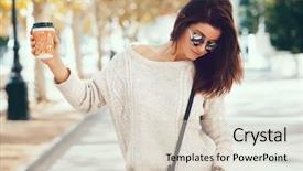  Presentation with barn wood autumn apples - Colorful slide set enhanced with street and drinking take away backdrop and a soft green colored foreground