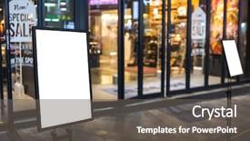  Presentation with mall - Slide deck with street and shopping mall background and a gray colored foreground