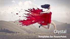  Presentation with paint art - PPT layouts having street art - beautiful woman running with her background and a gray colored foreground
