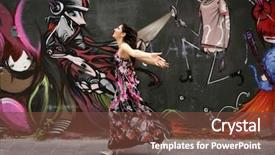  Presentation with street art graffiti - Slide set having street art - elegant fashion woman with long background and a tawny brown colored foreground