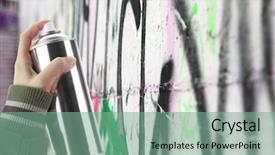  Presentation with spray - PPT layouts featuring street art - human hand holding a graffiti background and a seafoam green colored foreground