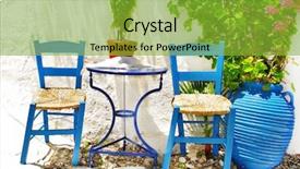  Presentation with green leaves simple - Amazing slide set having street art - simple charming greek tavernas backdrop and a gold colored foreground