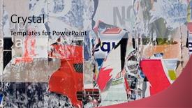  Presentation with advertisement - Beautiful theme featuring street art - torn advertisement background from old backdrop and a light blue colored foreground