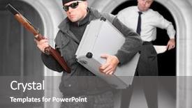  Presentation with gangster - Cool new PPT theme with street assault or bank robber backdrop and a gray colored foreground