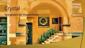  Presentation with neighborhood - PPT theme featuring street at beacon hill neighborhood background and a gold colored foreground