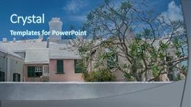  Presentation with tree - Slide set enhanced with street at bermuda islands houses background and a  colored foreground