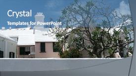  Presentation with bermuda triangle - Slide set enhanced with street at bermuda islands houses background and a teal colored foreground