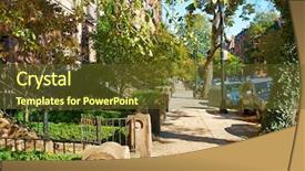  Presentation with neighborhood social activity - Presentation design featuring street at boston neighborhood usa background and a  colored foreground