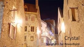  Presentation with old buildings - Cool new presentation design with street at night in quebec backdrop and a coral colored foreground