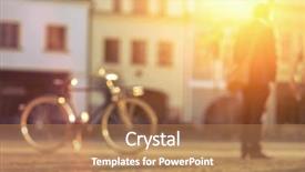  Presentation with street - Presentation theme featuring street at sunny day background and a coral colored foreground