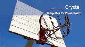  Presentation with basketball blue - Beautiful slide deck featuring street basketball basket against the blue sky backdrop and a ocean colored foreground