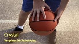  Presentation with asphalt - Slide set having street basketball player background and a tawny brown colored foreground