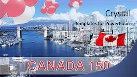  Presentation with canada flag - PPT theme featuring street bridge in vancouver canada background and a light blue colored foreground
