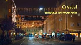  Presentation with night - Colorful PPT theme enhanced with street-by-night-in-innsbruck backdrop and a tawny brown colored foreground