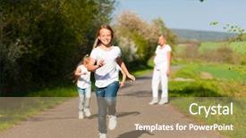  Presentation with pregnant mother - PPT layouts featuring street children - kids running down a path background and a coral colored foreground