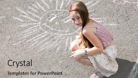  Presentation with asphalt pavements - Theme having street children - little girl draws on asphalt background and a light gray colored foreground