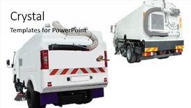  Presentation with machine - Presentation theme with street cleaning machine isolated background and a white colored foreground