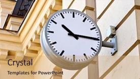  Presentation with street - Presentation design with street clock background and a coral colored foreground