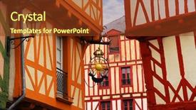  Presentation with medieval - Slide deck featuring street corner - colorful medieval houses in vannes background and a tawny brown colored foreground