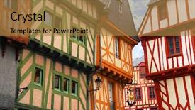  Presentation with medieval - Slides enhanced with street corner - colorful medieval houses in vannes background and a coral colored foreground