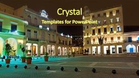  Presentation with square - Slide deck featuring street corner - la plaza vieja or old background and a tawny brown colored foreground