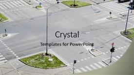  Presentation with street lights - Audience pleasing presentation design consisting of pedestrian crossing - street crossroad from above traffic backdrop and a light gray colored foreground