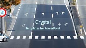  Presentation with intersection - Beautiful presentation theme featuring street crosswalk section with split backdrop and a ocean colored foreground