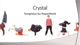  Presentation with breakdance - PPT theme consisting of b boy - breakdance team isolated on white background and a white colored foreground