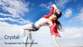  Presentation with movement - Colorful slide deck enhanced with sport dancing and urban culture backdrop and a sky blue colored foreground