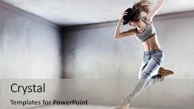  Presentation with hip - PPT theme with contemporary dance - sporty girl dancing hip-hop background and a gray colored foreground