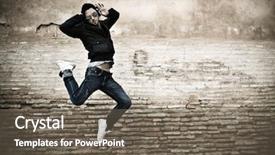  Presentation with urban - Presentation theme enhanced with man dancing in urban background background and a gray colored foreground