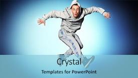  Presentation with hip hop dancing - Audience pleasing presentation theme consisting of young man dancing hip-hop at studio backdrop and a light blue colored foreground