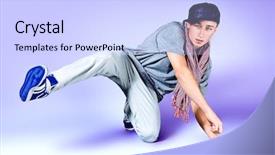  Presentation with hip hop dancing - Presentation having young man dancing hip-hop at studio background and a sky blue colored foreground