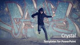  Presentation with graffiti - Slide deck having street dance - young man jumping background and a gray colored foreground