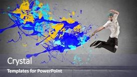  Presentation with painting - Amazing presentation having art sport danse - young man makes a big backdrop and a  colored foreground