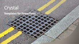  Presentation with drain - Beautiful PPT layouts featuring street drain over double yellow backdrop and a gray colored foreground