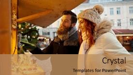 Presentation with christmas holidays - Slide deck featuring concept - happy couple in warm background and a coral colored foreground