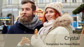  Presentation with old couple walking - Presentation theme consisting of  background and a  colored foreground