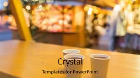 Presentation with paper cups - Beautiful slides featuring winter holidays hot drinks backdrop and a gold colored foreground