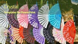  Presentation with sales - Slides having street-fan-sales-stand-displayed background and a tawny brown colored foreground